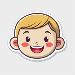 Obraz premium Happy Cartoon Boy Face Sticker