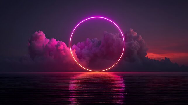 Vibrant purple and pink smoke forming a heart shape against a dark night sky