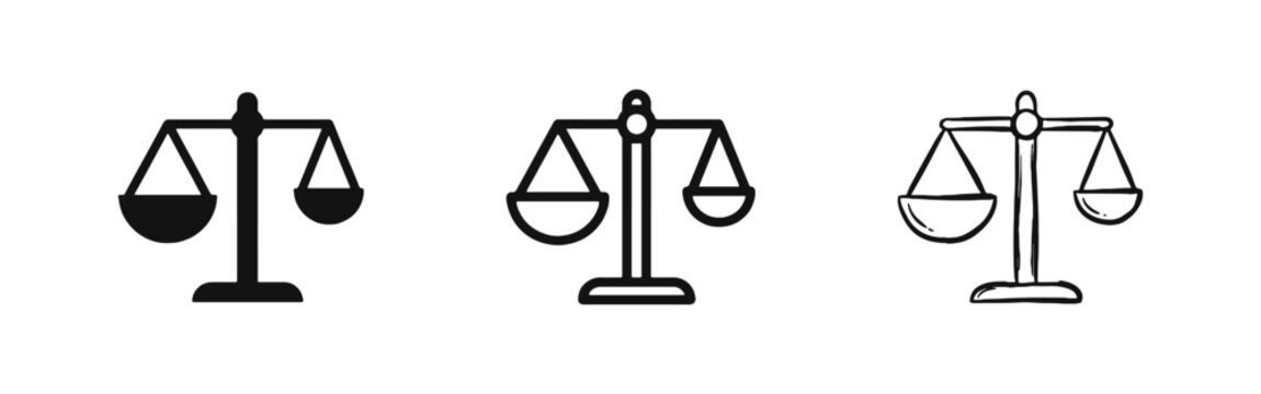 Scales of Justice Icon Set for Law Legal System and Equality