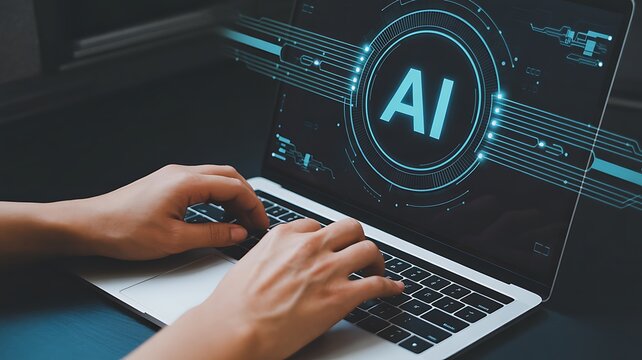 A professional tech-focused image showcasing artificial intelligence with a focus on data and computing