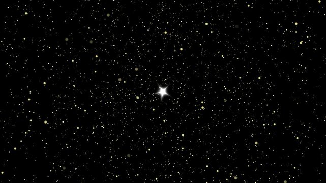 Glowing White Sparkles floating across a deep Black background, ideal for festive celebration, luxury awards, and single star glitter, sparkle, night sky high-quality holiday event 4k UHD videos.