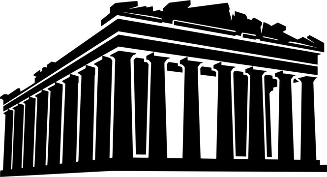 Ancient Greek Parthenon Temple Vector Illustration - Classic Architecture Landmark Silhouette