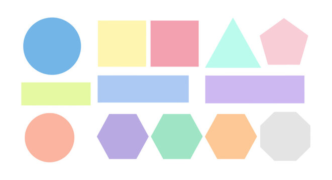 Set of Colorful Geometric Shapes on White Background