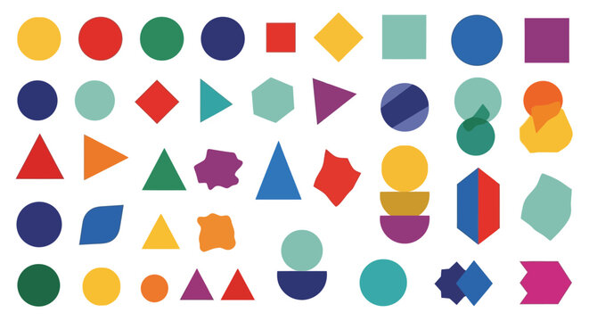 Set of Colorful Geometric Shapes and Abstract Elements