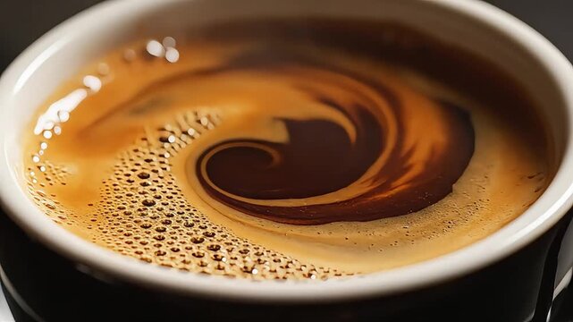 Coffee Foam Swirl Macro Cinematic Footage