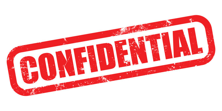A red rubber stamp vector with the word 'CONFIDENTIAL' boldly embossed in the center isolated on white background