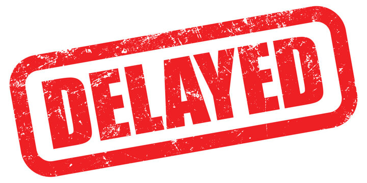 A bold red rubber stamp vector with the word DELAYED prominently displayed isolated on white background