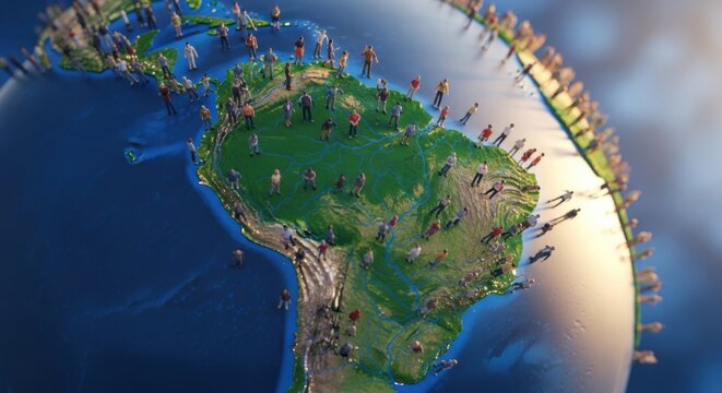 south america map globe 3d illustration