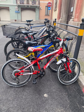 Legnano bikes parked on urban street, showcasing sustainable city transportation and outdoor activity