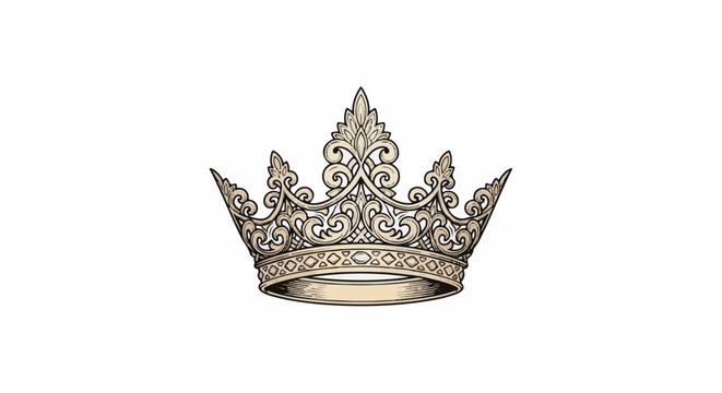 Ornate golden crown with intricate swirling patterns and pointed peaks