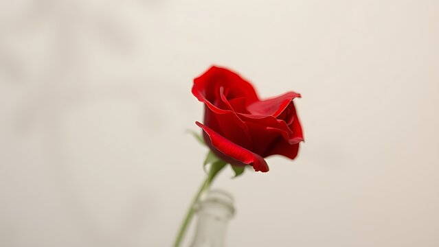 A single red rose preserved in silica gel against a neutral background.