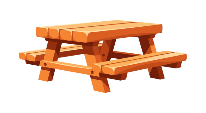 Wooden Picnic Table Illustration Isolated