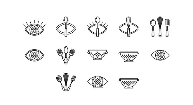 Tribal eye, face, makeup icons, vector set isolated on White Background