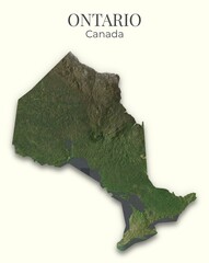 Naklejka premium Ontario Shaded Relief Map. Canada. Hillshaded physical map. Terrain illustration of Ontario. Elements of this image derrived from NASA imagery and SRTM dataset.