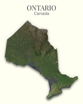 Ontario Shaded Relief Map. Canada. Hillshaded physical map. Terrain illustration of Ontario. Elements of this image derrived from NASA imagery and SRTM dataset.