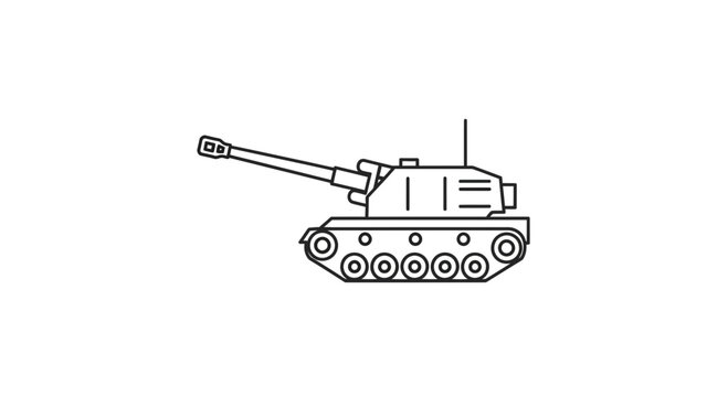 Outline of a self-propelled artillery gun on a white background