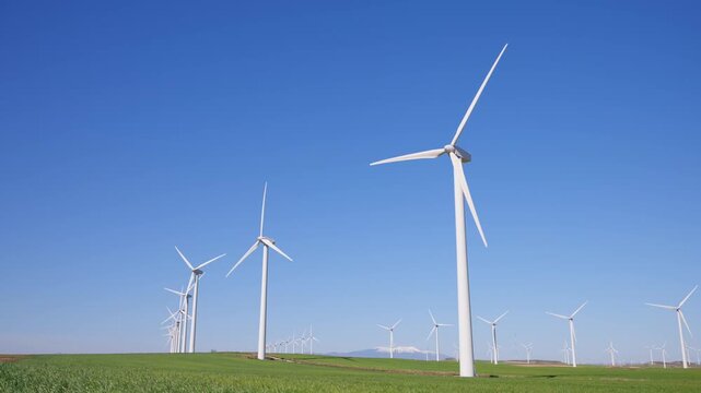 Windmill park for sustainable electric power generation in Spain.
