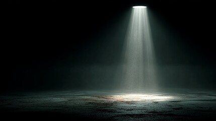 Obraz premium Floating dust particles illuminated by a single light in a dark environment, dramatic minimal lighting, atmospheric soft glow, mysterious cinematic scene