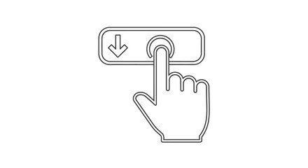 Obraz premium Finger Press Download Button Line Icon Vector