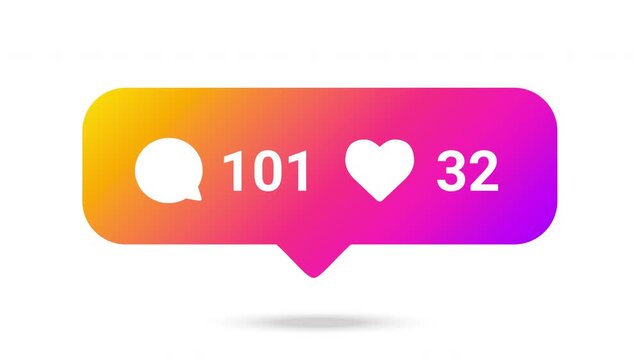 Paired likes and comments UI icon featuring growing metric numbers over a clean white backdrop.