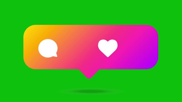 Green screen social media pop-up with likes and comments icons, ready for adding custom numeric data in post.