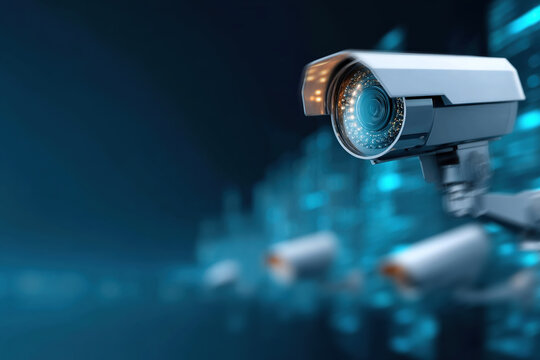 Security camera cyber security and protection personal identity digital network privacy business blockchain technology concept. Ai Generative