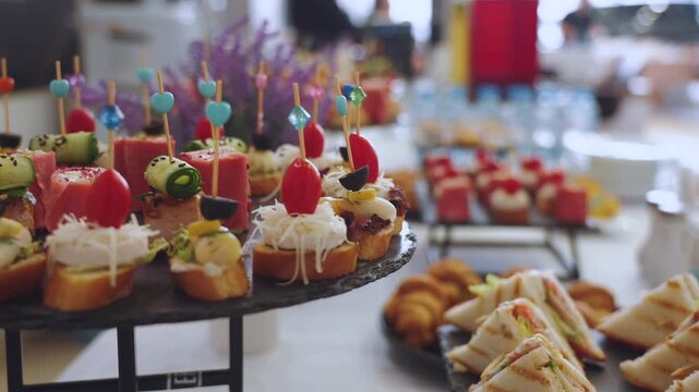 Buffet, snacks at the buffet, delicacies at the buffet, buffet table