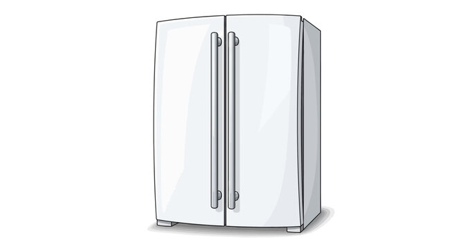 Modern White Double Door Refrigerator, Kitchen Appliance Illustration
