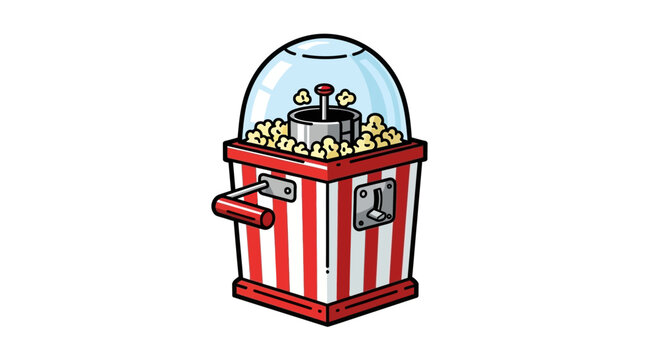Retro popcorn machine with freshly popped corn