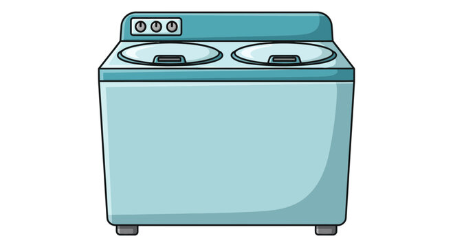 Retro Twin Tub Washing Machine Illustration