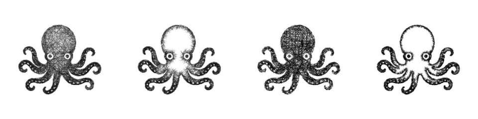 Sketch octopus icon design set © David Zydd