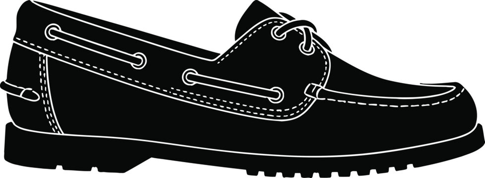 Black Silhouette of a Classic Boat Shoe.
