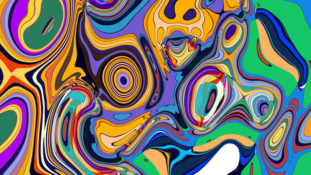 Vibrant Abstract Swirl Pattern with Bold Multicolored Waves