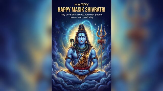 Happy masik shivratri lord shiva meditating with blessings