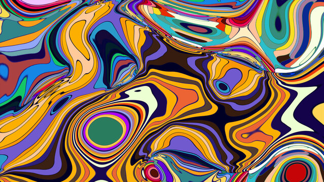 Vibrant abstract swirling pattern with colorful fluid shapes