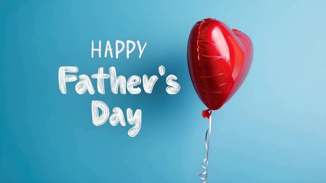 happy fathers day greeting with heart balloon animation