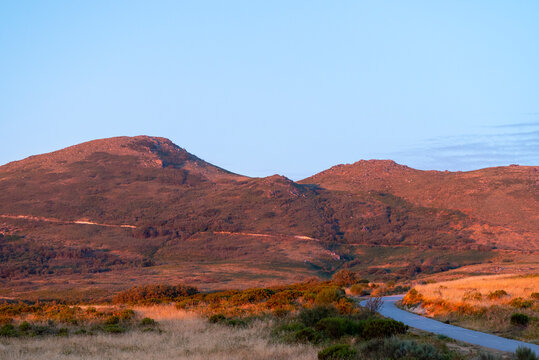 Serra do Larouco Portugal mountains at sunset The Concept of travel
