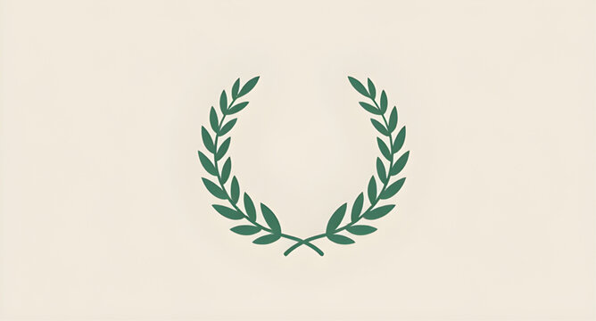 green laurel wreath illustration, victory achievement symbol vector, award emblem graphic design, success badge artwork, champion decorative wreath, elegant honor symbol illustration, classic winner e