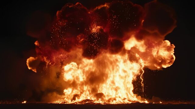 Explosion with fire and smoke ideal for travel vlogs and eco-friendly campaigns