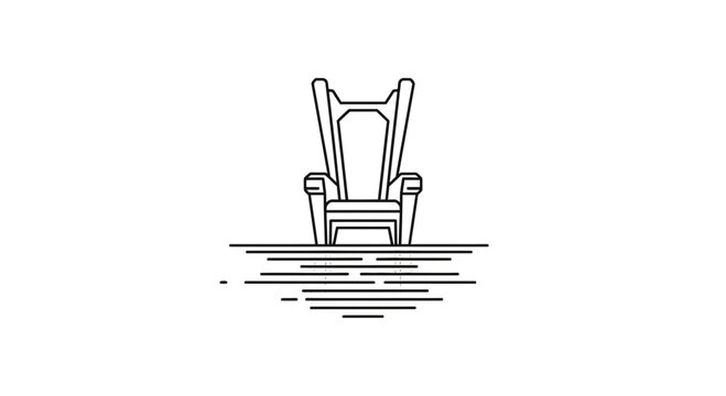 Minimalist Throne Chair Icon on White Background with Abstract Lines