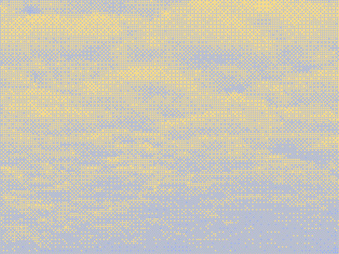 Retro video game pixel halftone gradient background. Dotted bitmap dither texture in yellow blue colors for arcade UI, poster, banner and modern graphic design