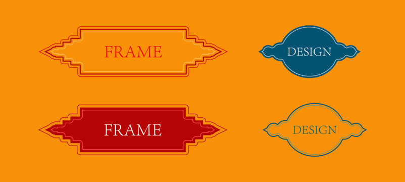 Ornate Islamic Geometric Frames and Labels Elements Collection