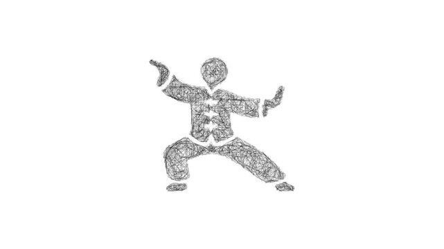 Sketch kung fu icon animation - smooth progressive reveal