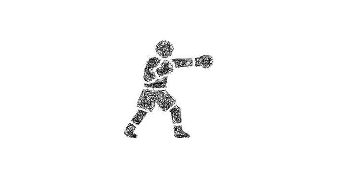 Sketch boxing icon animation - smooth progressive reveal