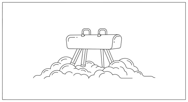 Gymnastics Pommel Horse Equipment on Cloud Background