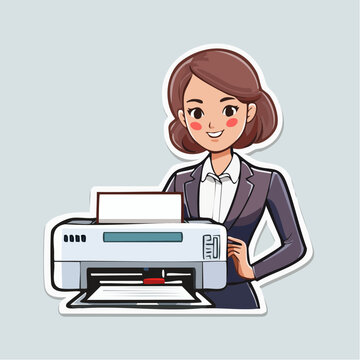 Businesswoman with Printer