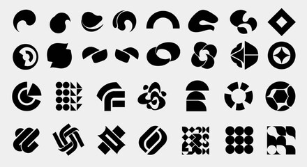 Fototapeta premium Collection of various geometric shapes icons.