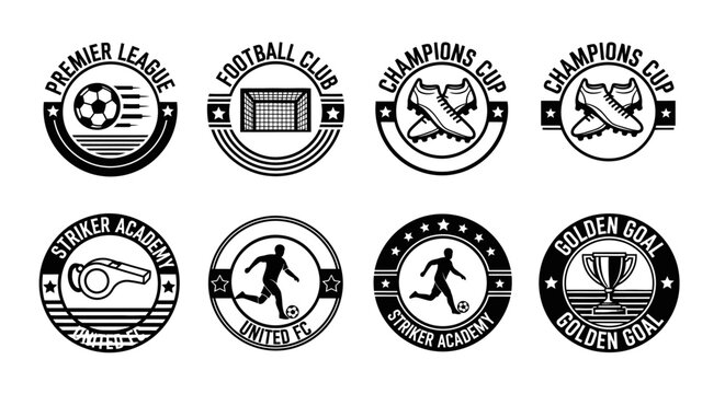 Black and white football trophies logos.