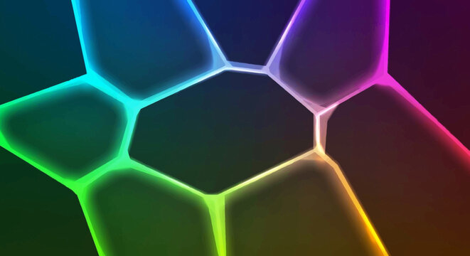 Abstract Neon Glowing Voronoi Pattern Background