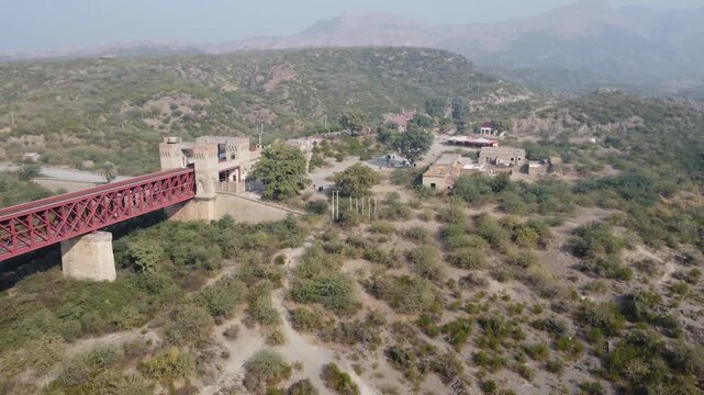 Attock red bridge and station view showing indus river and platforms